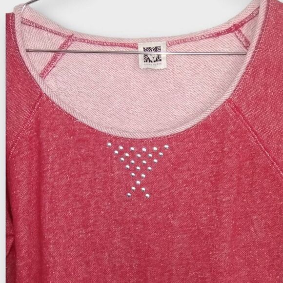 Anne Klein Top Shirt Womens Sz XLarge Red Silver Studs Pullover Sweatshirt - Picture 6 of 10